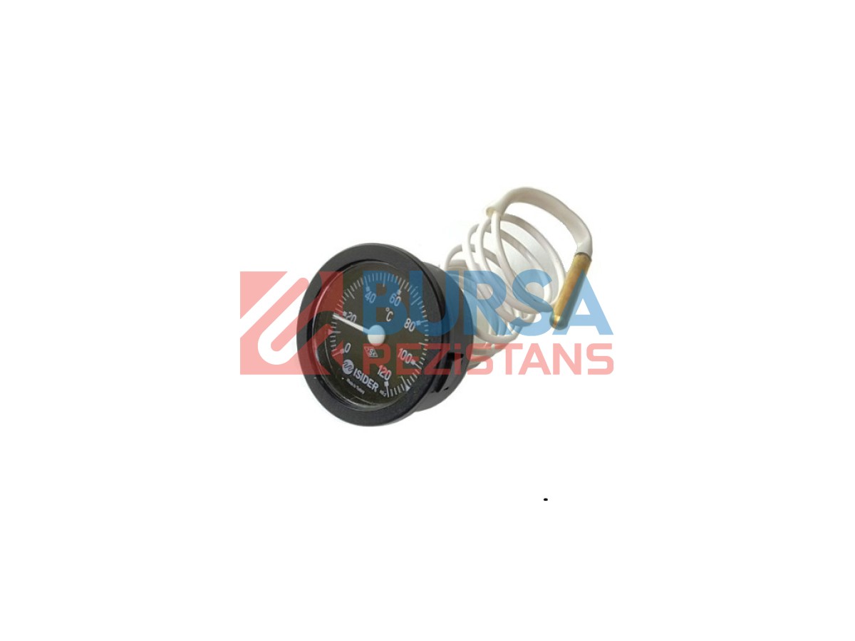 Bimetal Termometre 0-120C Kablolu